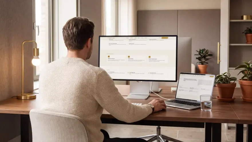 A capacity manager setting up a route blend in PacketExchange on his monitor and laptop